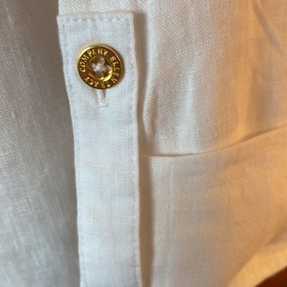 Ellen Tracy White Linen Blouse in Chalk - Picture 6 of 9